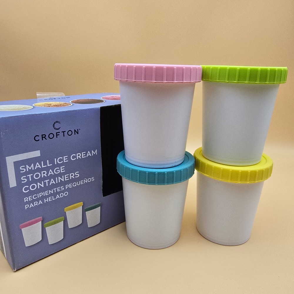 Crofton Small Ice Cream Storage Containers 8 Piece Set 5oz Freezer Safe